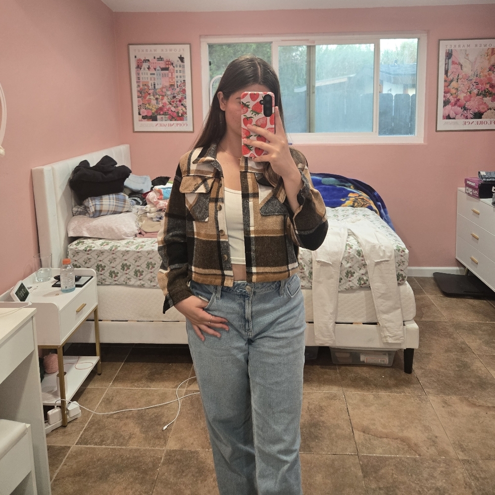 Plaid Flannel Jacket – Francesca’s Ashley Outerwear, Size Small